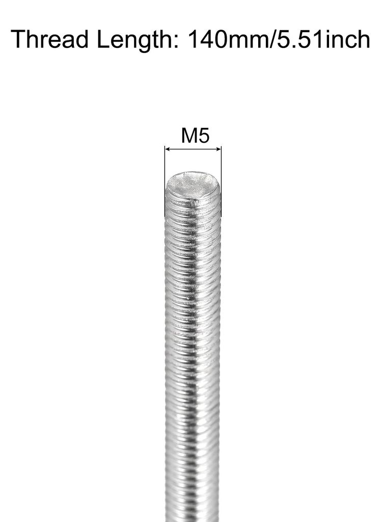 3 Stš¹ck Gewindestange M5 x 140mm Vollgewindestange 304 Edelstahl V2A Gewindestangen A2 Metrisch Gewindebolzen VA Gewindestab Rechtsgewinde Gewin...