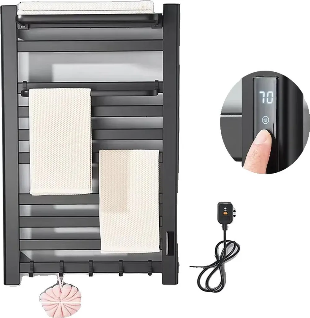 Sèche-serviette électrique noir mat 4896 affichage digital mural 220V
