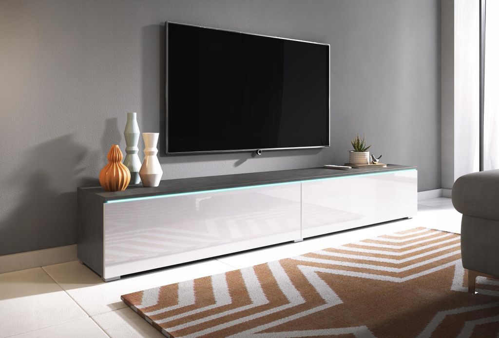 TV stolík CERIEE 180 - matera / biely lesklý Obrázok produktu 