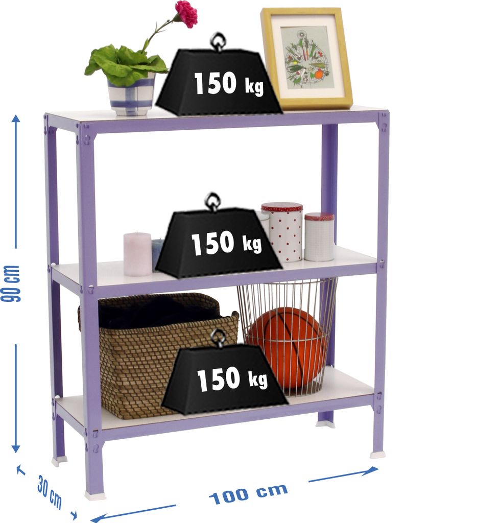SIMONHOME CLICK WOOD PLUS 3/300 VIOLETT/WEISS metall prateleira