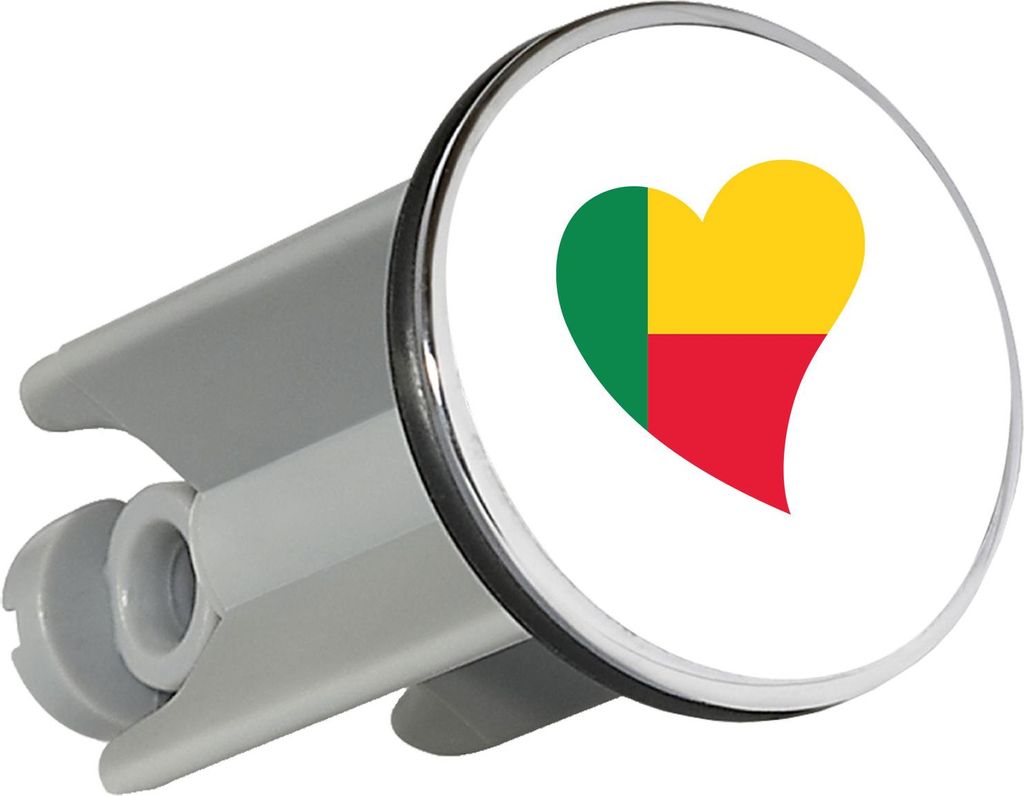 Huuraa Waschbeckenstöpsel Benin Flagge Herz 4cm höhenverstellbar Abflussstopfen Geschenkidee