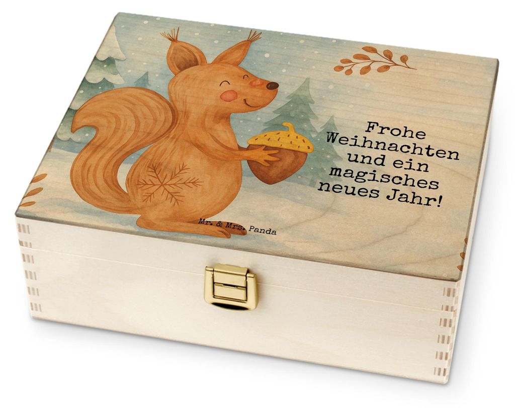 Mr. & Mrs. Panda Teebox Eichhörnchen Weihnachten Design - Weiß - Geschenk, Tee Aufbewahrung, Weihnachtsgruß, Neujahr, Vogel, Weihnachtsmotiv, Fr...