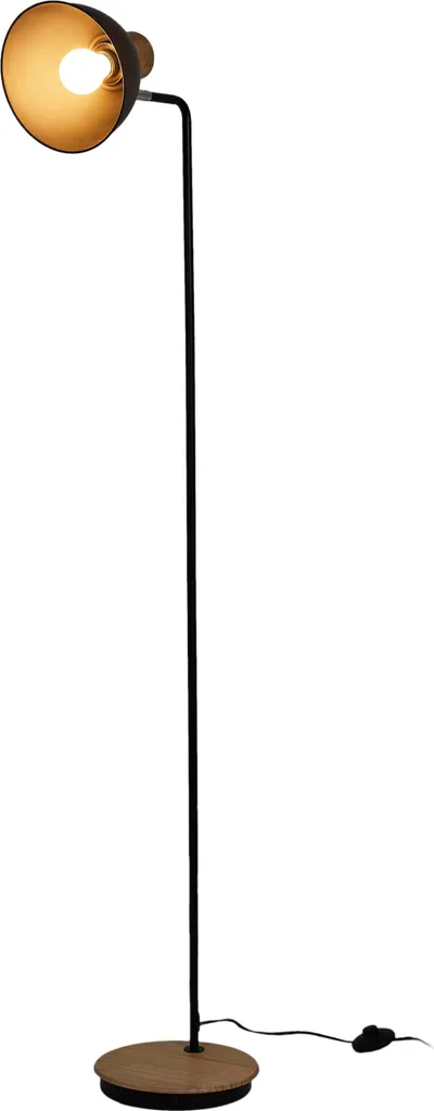 Lampadaire Metal Noir Bois Stable : Solution Éclairage Design Gain de Place - 3