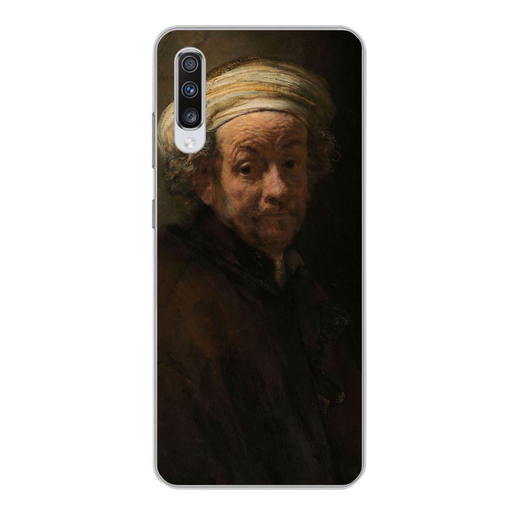 MuchoWow Handyhülle Schutzhülle Hülle für Samsung Galaxy A70 Selbstbildnis als Apostel Paulus - Gemälde von Rembrandt van Rijn Silikon Softc...