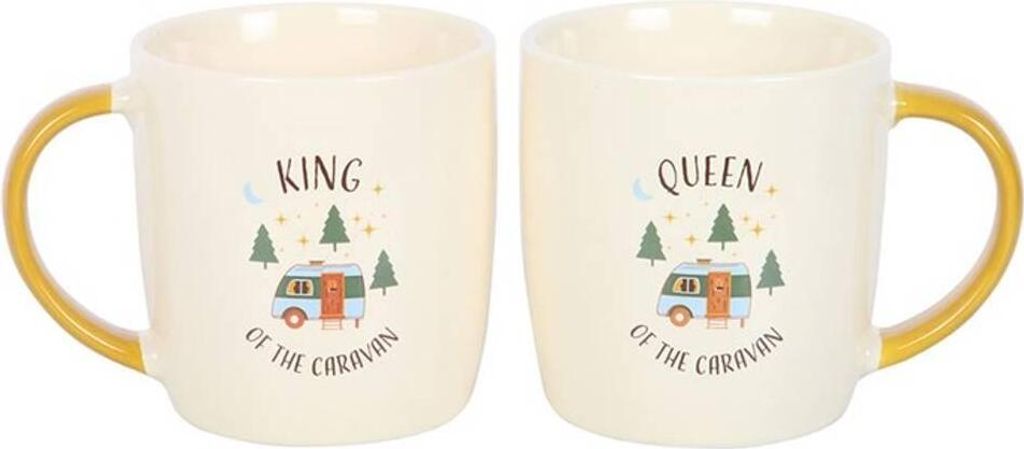Something Different - Kaffeebecher "Camping King And Queen", 400ml - 2er-Pack SD6792 (Einheitsgröße) (Beige/Gelb)