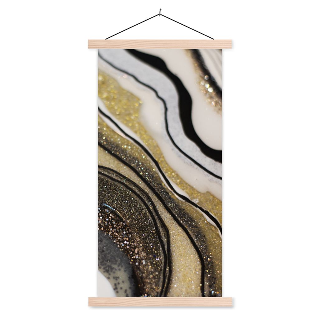 MuchoWow Textilposter Edelstein - Abstrakt - Marmor - Natur 60x120 cm mit holzfarbenen Rahmen - Holz
