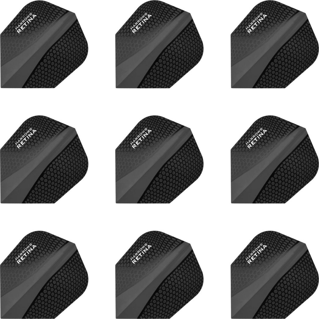 Harrows Retina Dart Flights Standard 100 Mikron Schwarz | 3 Sets = 9 Flights