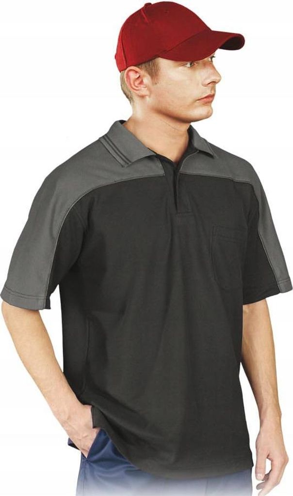 POLO-FOREST schwarz graues Polo-Arbeitsshirt - S - mit Kragen