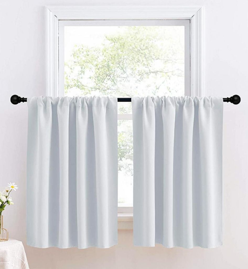 1 Paar/2er Set Scheibengardinen Modern Küche, Bistrogardine Weiß,76*92cm, Vorhänge, Fenstergardinen für Wohnzimmer Fenstervorhang