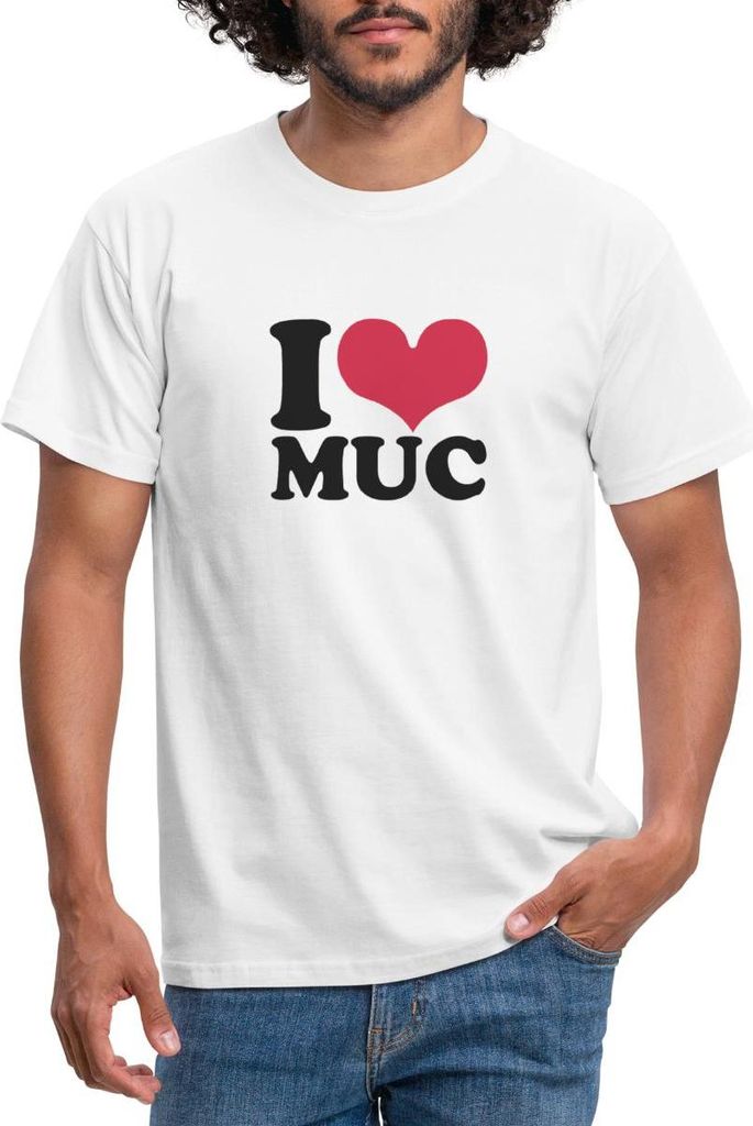 Spreadshirt I Love MUC München Herz Männer T-Shirt, M, Weiß