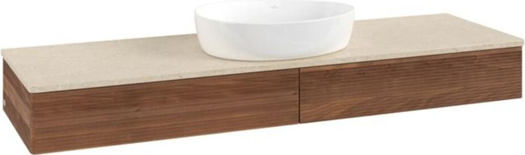 V&B Waschtischunterschrank mit Frontstruktur Antao 160x50cm, WBP-farbe botti., warm walnut