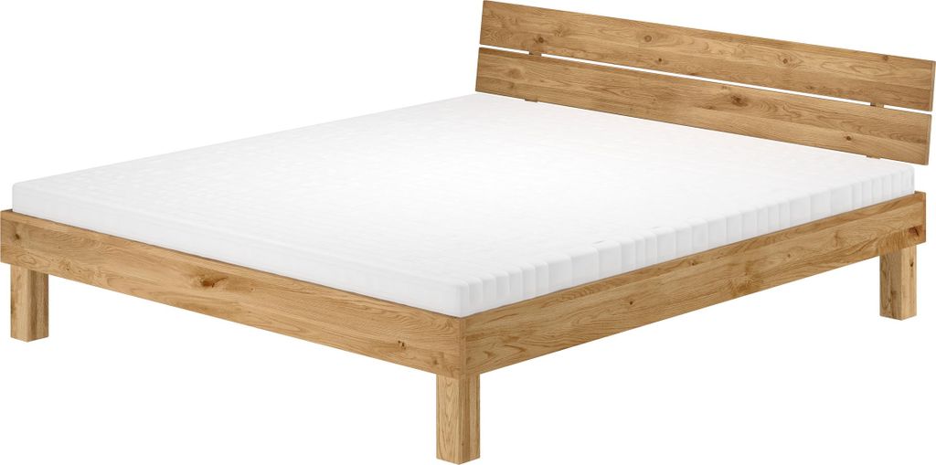 Stabiles Ehebett Doppelbett 180x200 Eiche massiv geölt Zubehör wählbar V-60.88-18Rollrost und Matratze inkl.