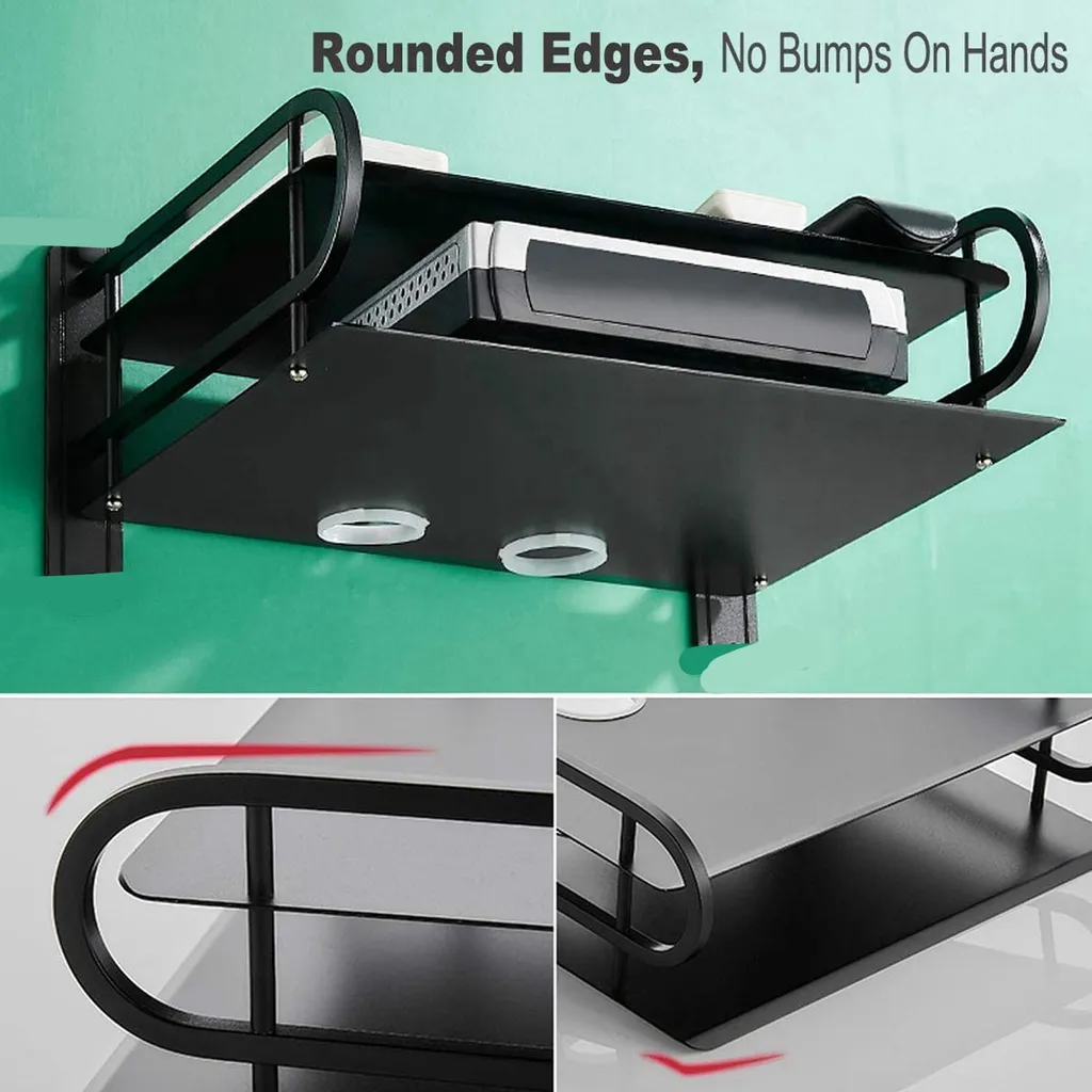 Étagère murale flottante double couche pour boîtier TV et décodeur noir - 7