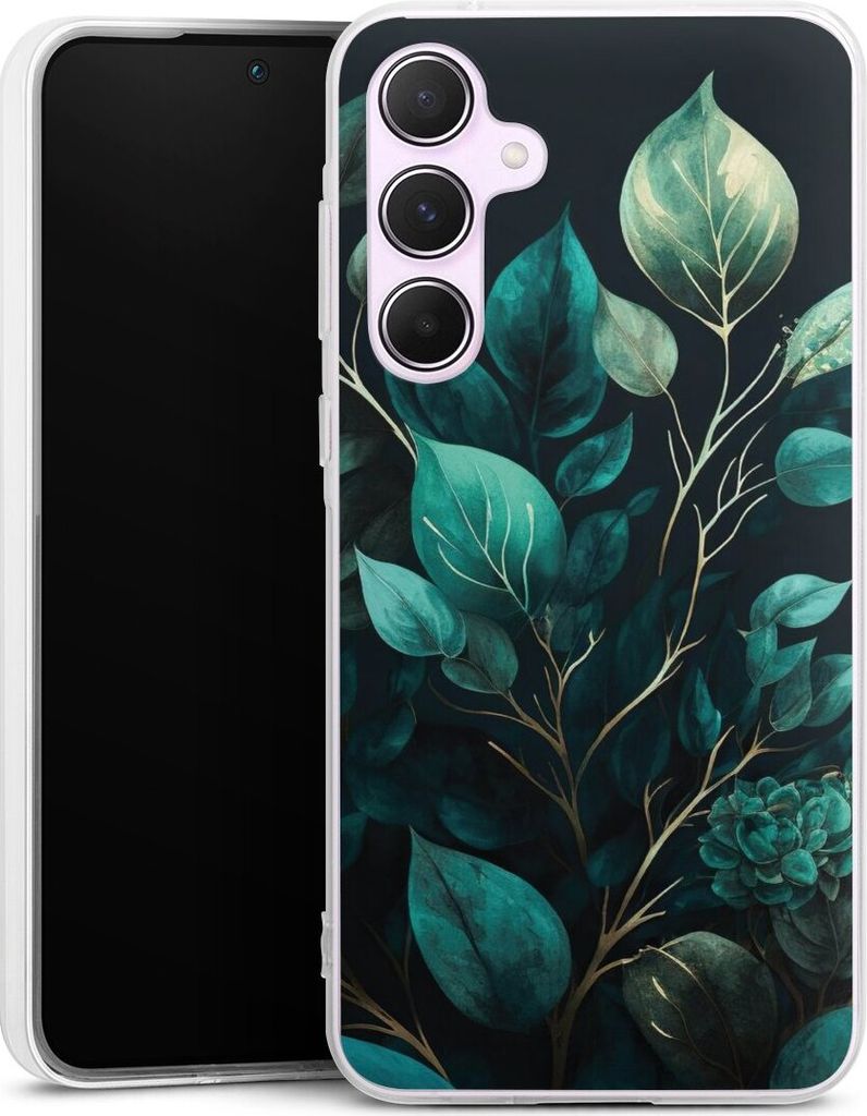DeinDesign Handyhülle für Samsung Galaxy A55 5G Silikon Hülle Case Smartphone Schutzhülle Blätter schwarz Eukalyptus