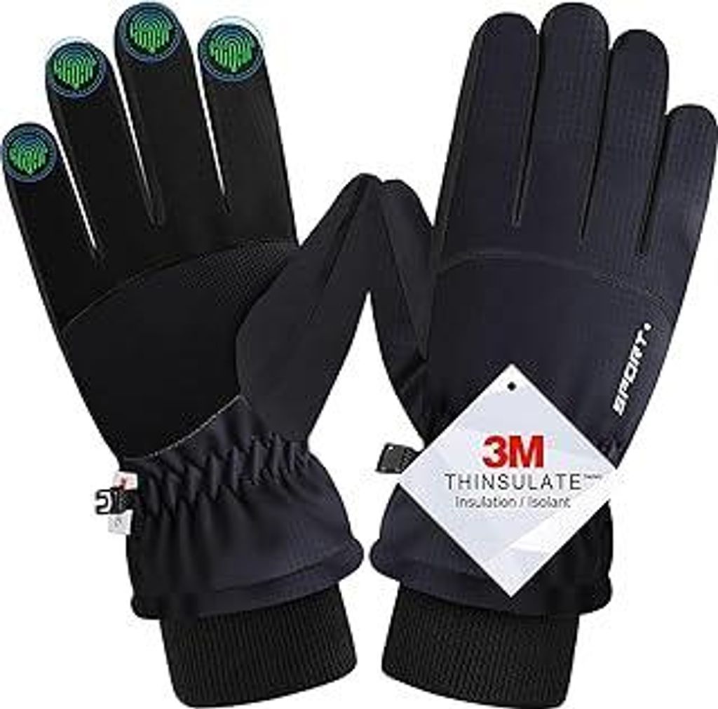 Winterhandschuhe, wasserdichte Winddicht Touchscreen Handschuhe für Herren und Damen, Warme Skihandschuhe Fahrradhandschuhe für Laufen Wandern Ra...
