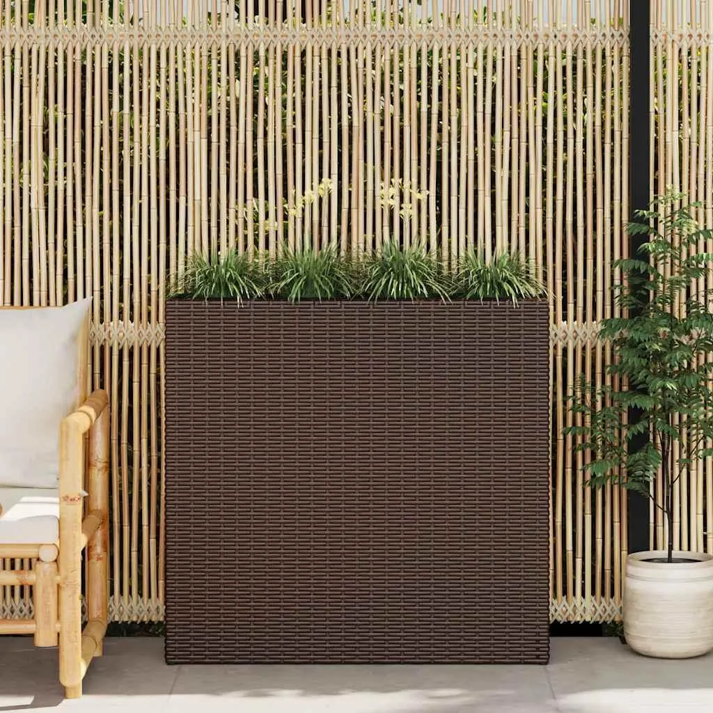 vidaXL Parterre de Jardin Surélevé avec 4 Pots en Résine Tressée Marron