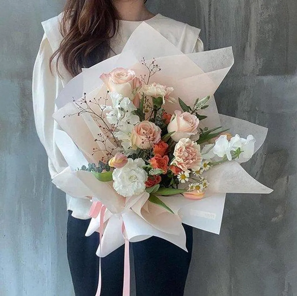 Papier coton blanc anti-déchirure pour fleurs - Bloc 50 feuilles non tissé