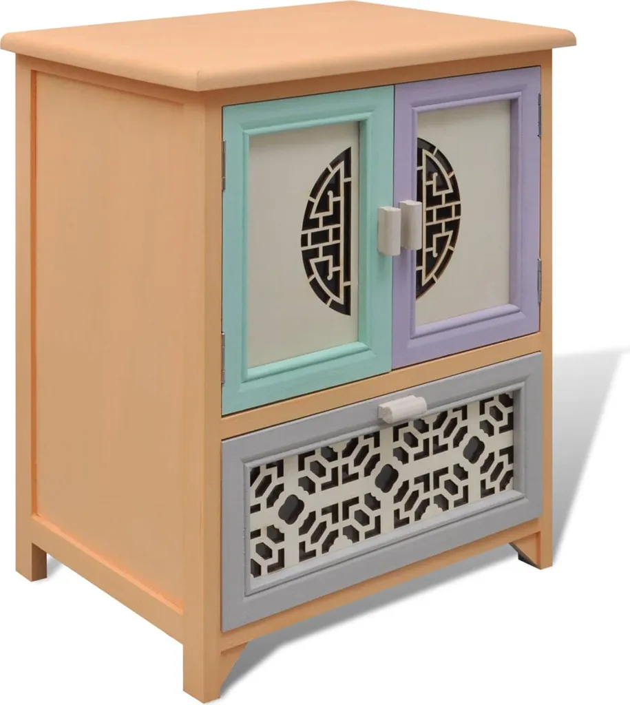 Petite commode multicolore en bois de paulownia pour salon et chambre
