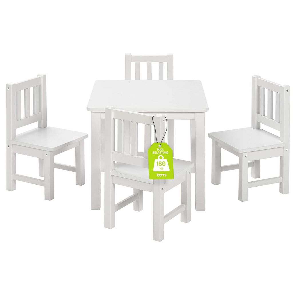 BOMI® Kindertisch mit 4 Stühlen aus Massiv Holz für Produktbild 