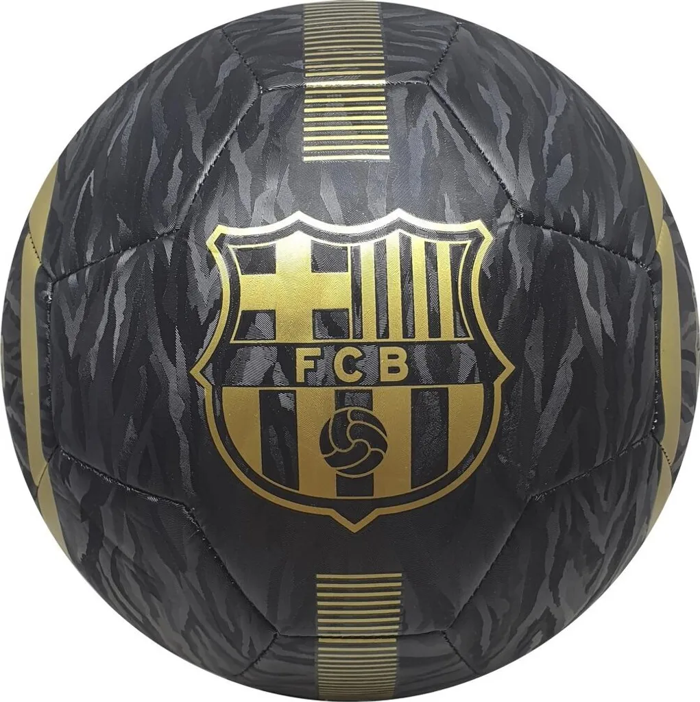 Ballon de Foot FC Barcelone Taille 5 Noir et Doré pour Match et Entraînement
