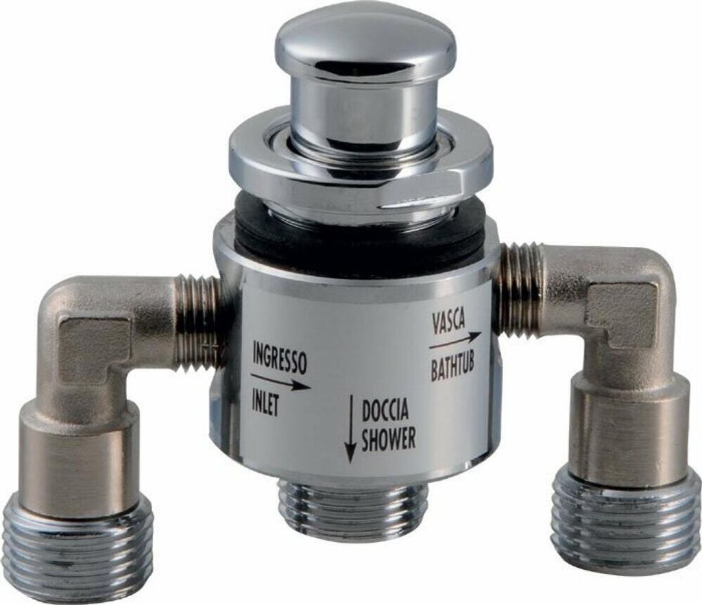 A chrome-plated diverter valve for a bathtub and shower.