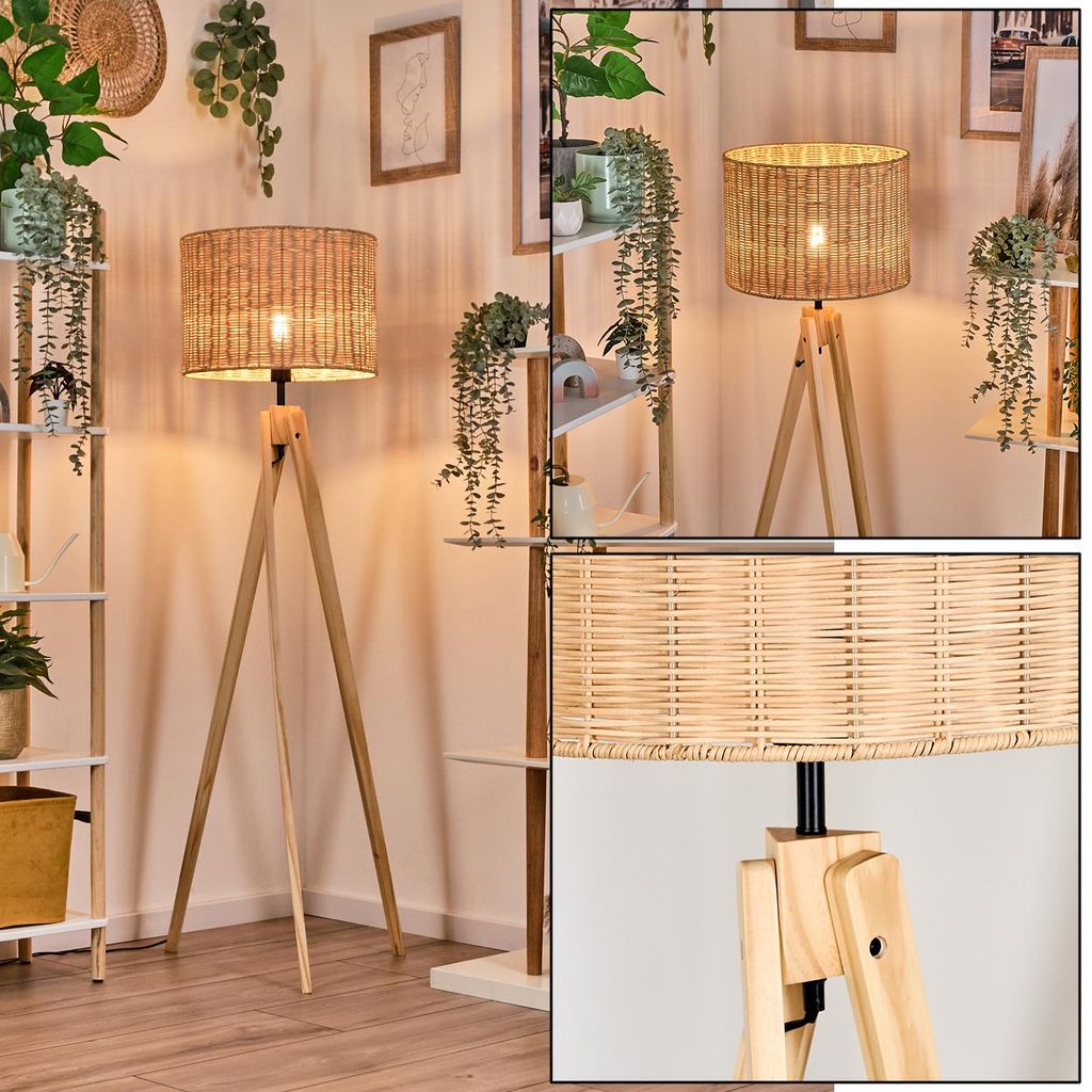 Dello Stehlampe aus Holz/Rattan in Naturfarben Produktbild 