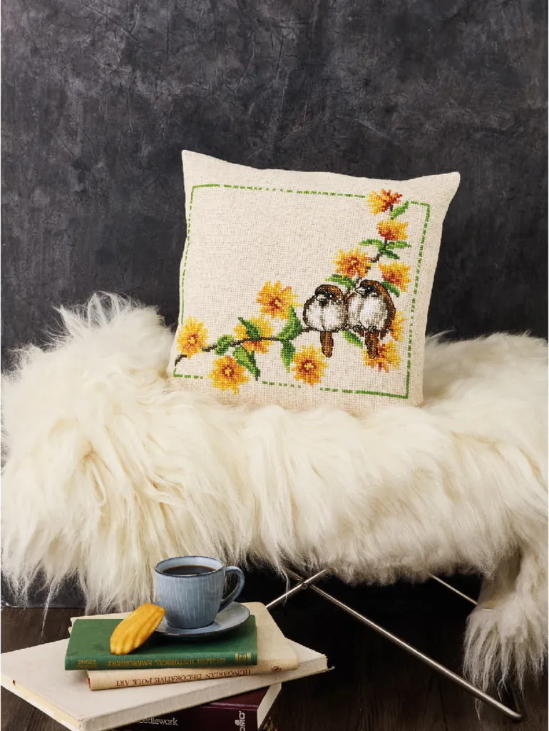 Kit Point de Croix Coussin Permin 40x40cm pour Activité Manuelle Calme