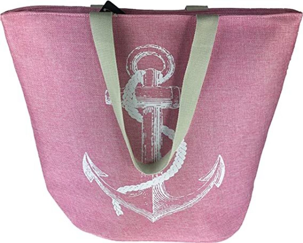 BambiniWelt by Rafael K. Strandtasche mit Reißverschluss XXL Beachbag Shopper Einkaufstasche Schultertasche für Damen