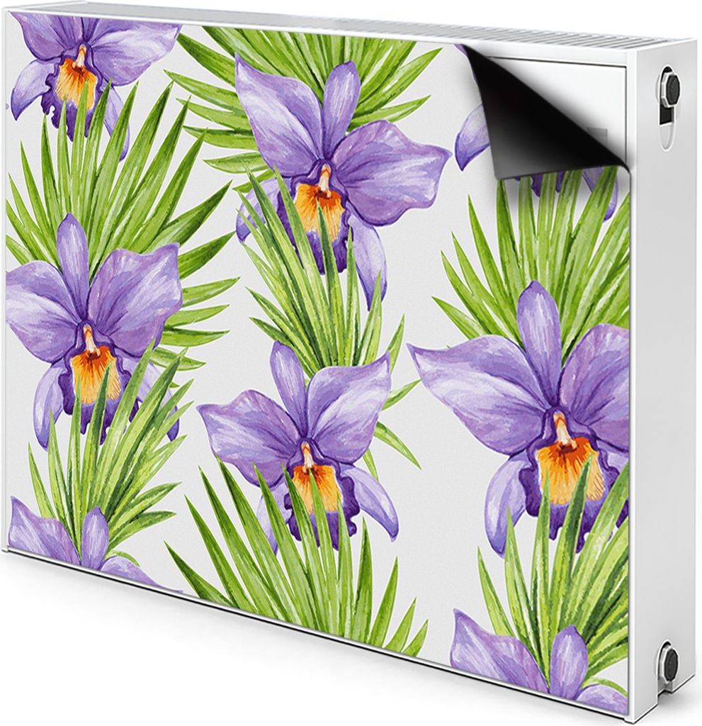 Magnet Verkleidung Abdeckung Heizkörperabdeckung Heizkörperabdeckung 80x60 cm - Violett, blumen