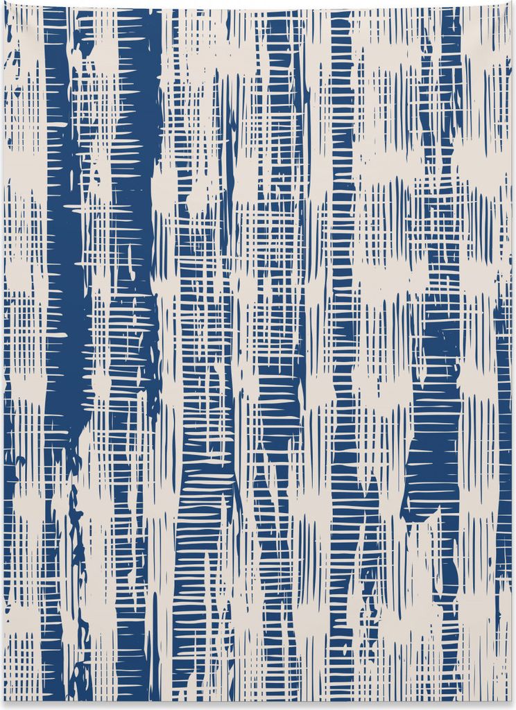 Abakuhaus Batik Wandteppich, Abstrakter gestreifter Grunge aus Weiches Mikrofaser Stoff Kein Verblassen Klare Farben Waschbar, 110 x 150 cm, Marine...