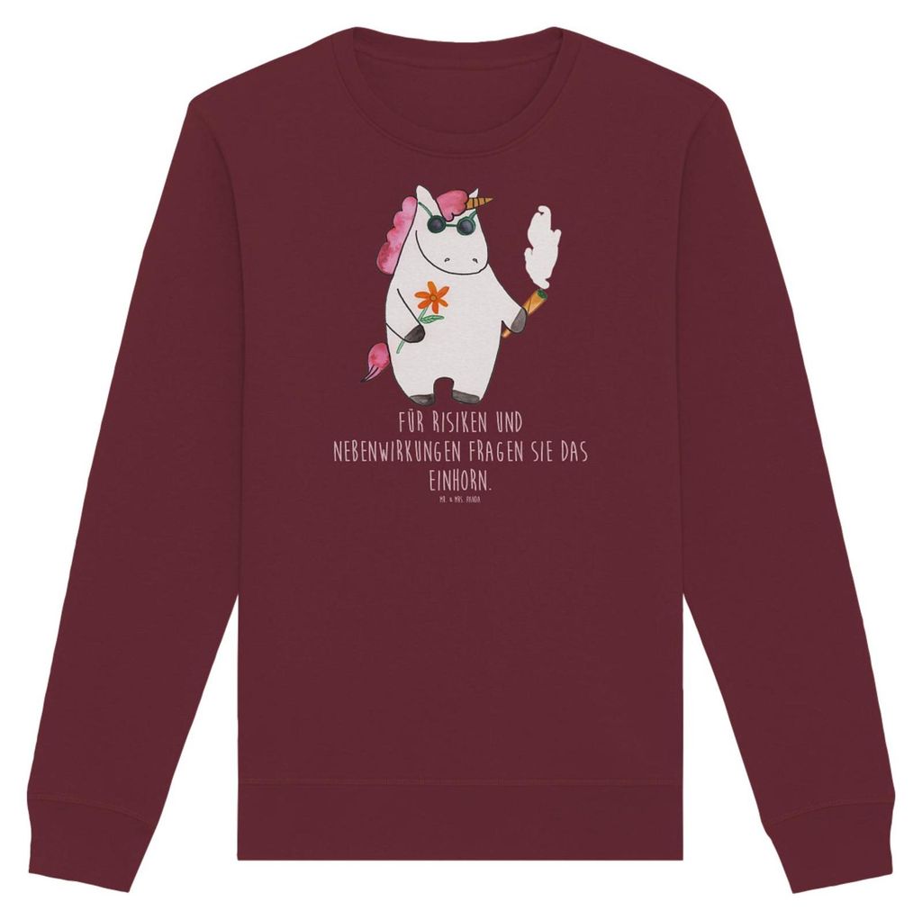 Mr. & Mrs. Panda Baumwoll Pullover Einhorn Woodstock Größe S - Burgundy - Geschenk, Sweatshirt, Party, Einhörner, Alkohol, Joint, Sweater, Unico...