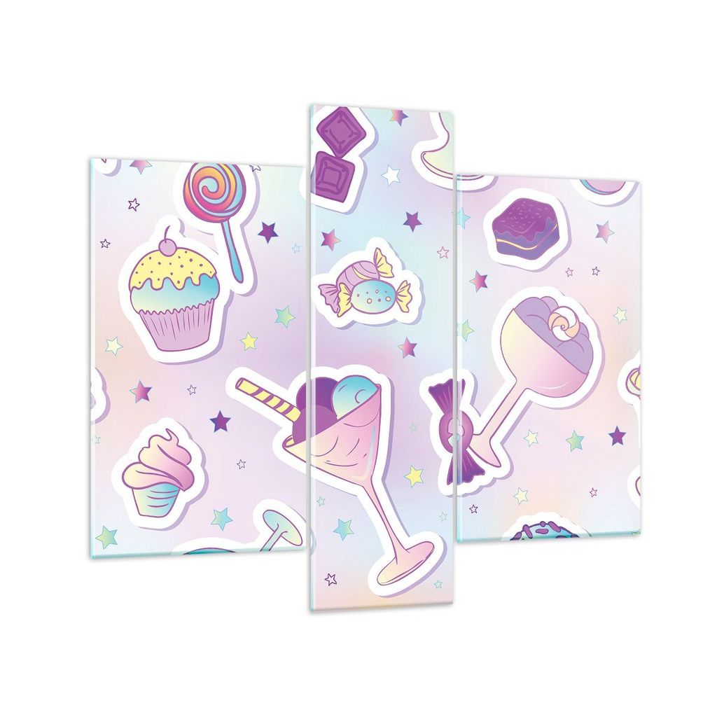 Bilder auf glas - Süßigkeiten Süßigkeiten Kinder Kuchen - 95x80cm - Glasbilder - Wandbilder - Kunstdruck - Wanddekoration aus Glas - Glas Bilde...