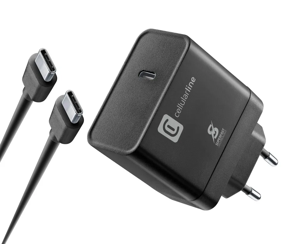 Cellularline Kit Chargeur USB-C Ultra Noir pour PC et Smartphone 65W