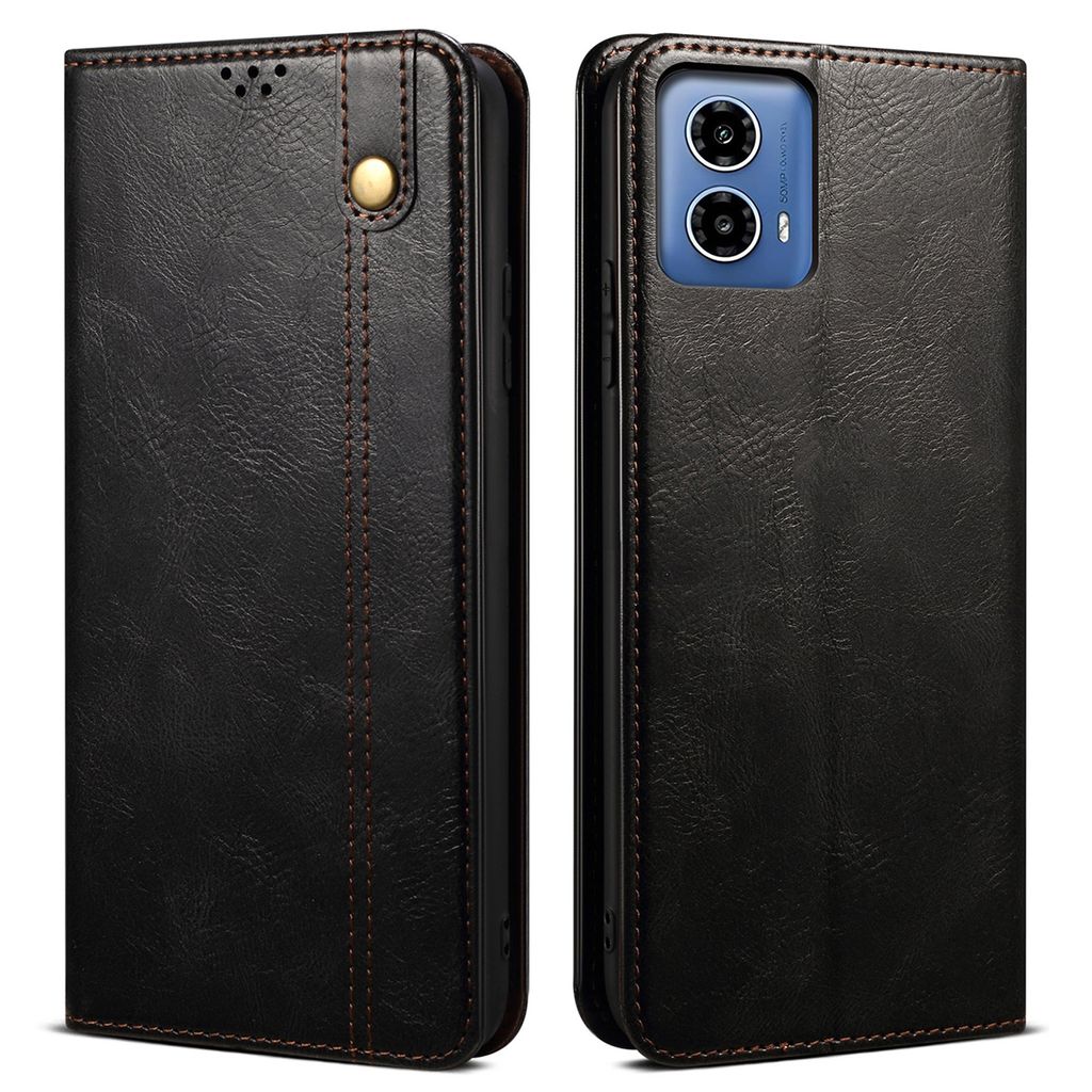 Hülle für Motorola Moto G85 Leder Brieftasche Schutzhülle mit Standfunktion Schwarz