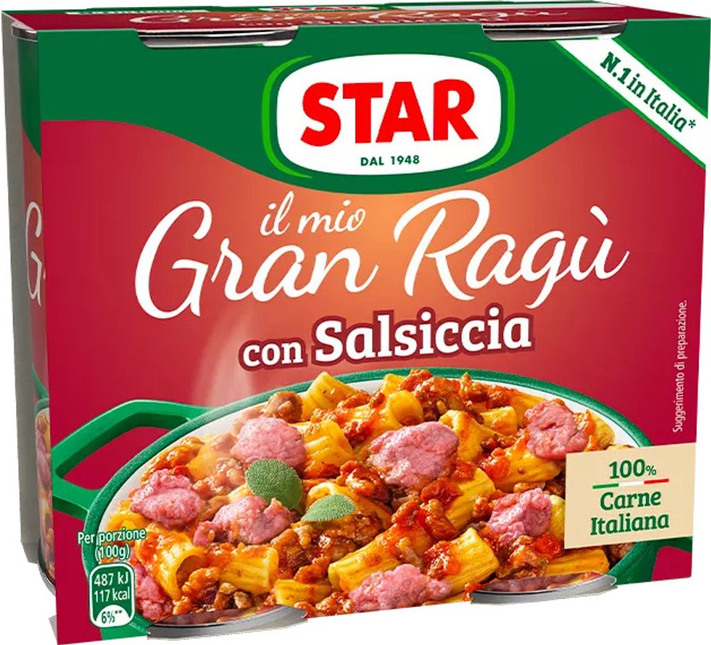12x Star Il Mio Gran Ragù con Salsiccia Wurstsauce Kochsauce - Pastasauce 2x180g