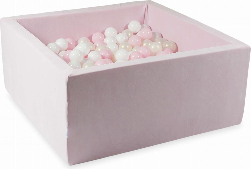 Trockenbecken 90x90x40 Velvet Soft Light Pink mit 400 Bällen: weiß, hellrosa, opaleszierend