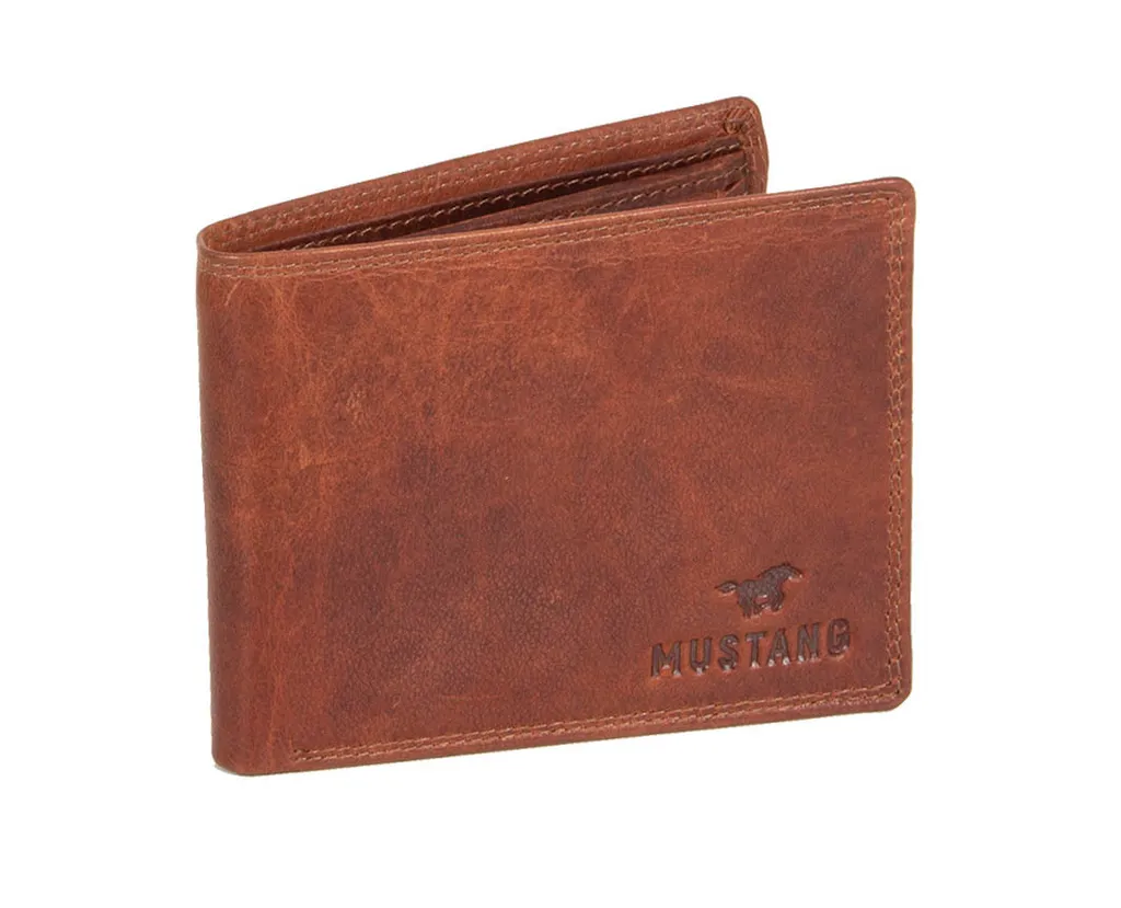 MUSTANG Pelle portafoglio Udine Leather Wallet Side Opening Cognac marrone