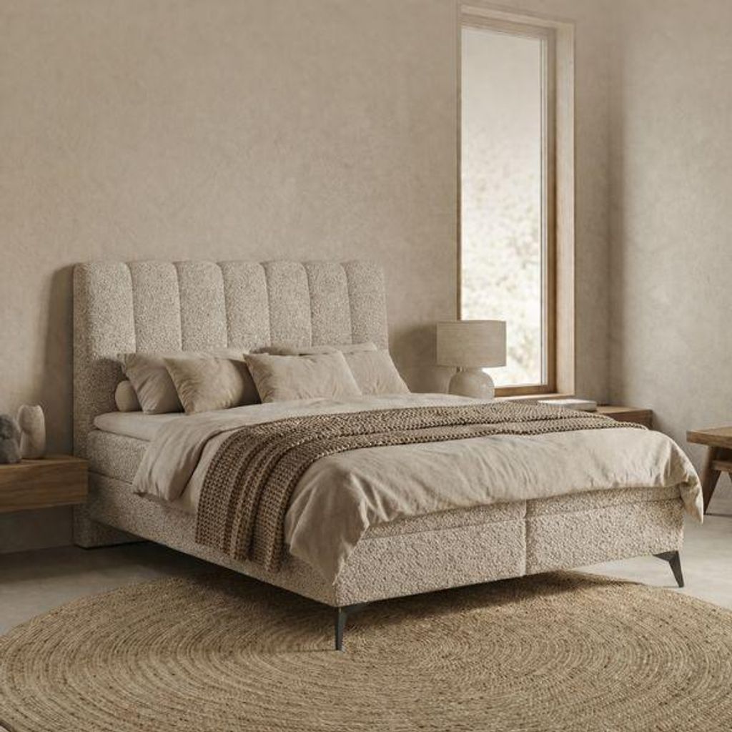 VELUTTO Boxspringbett 140x200 mit Bettkästen mit Matratze mit Topper Komplett-Set Polsterbett Bonell H3, QUELLE 05