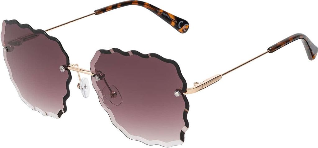 Damen Sonnenbrille Eckige Form 80er Modern Urlaub Sommer Strand 30563 Weinrot-Rosa