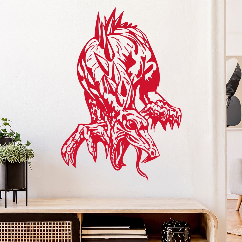 Drachen Angriff Wandtattoo in 6 Größen - Wandaufkleber Wall Sticker - Dekoration, Küche, Wohnzimmer, Schlafzimmer, Badezimmer