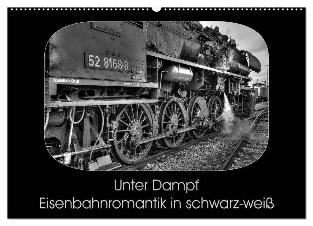 Unter Dampf - Eisenbahnromantik in schwarz-weiß (Wandkalender 2027 DIN A2 quer), CALVENDO Monatskalender