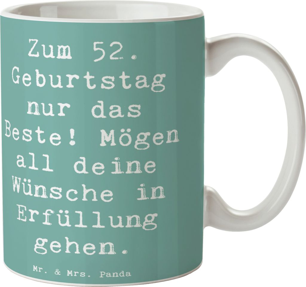 Mr. & Mrs. Panda Tasse mit Spruch Spruch 52. Geburtstag - Meeresbrise - Geschenk, Freundschaft, Geburtstagsgeschenk, kaffeetasse bedruckt, wertsch...