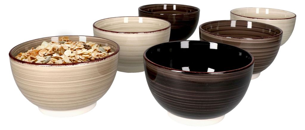 6er Set Grey Bowl-Schalen 600ml Müsli Salat Dessert Produktbild 