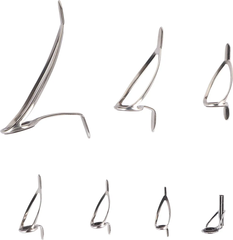 Anello di guida in acciaio e ceramica, 7 misure, anelli per canne da pesca a doppia gamba per canne da acqua dolce e salata