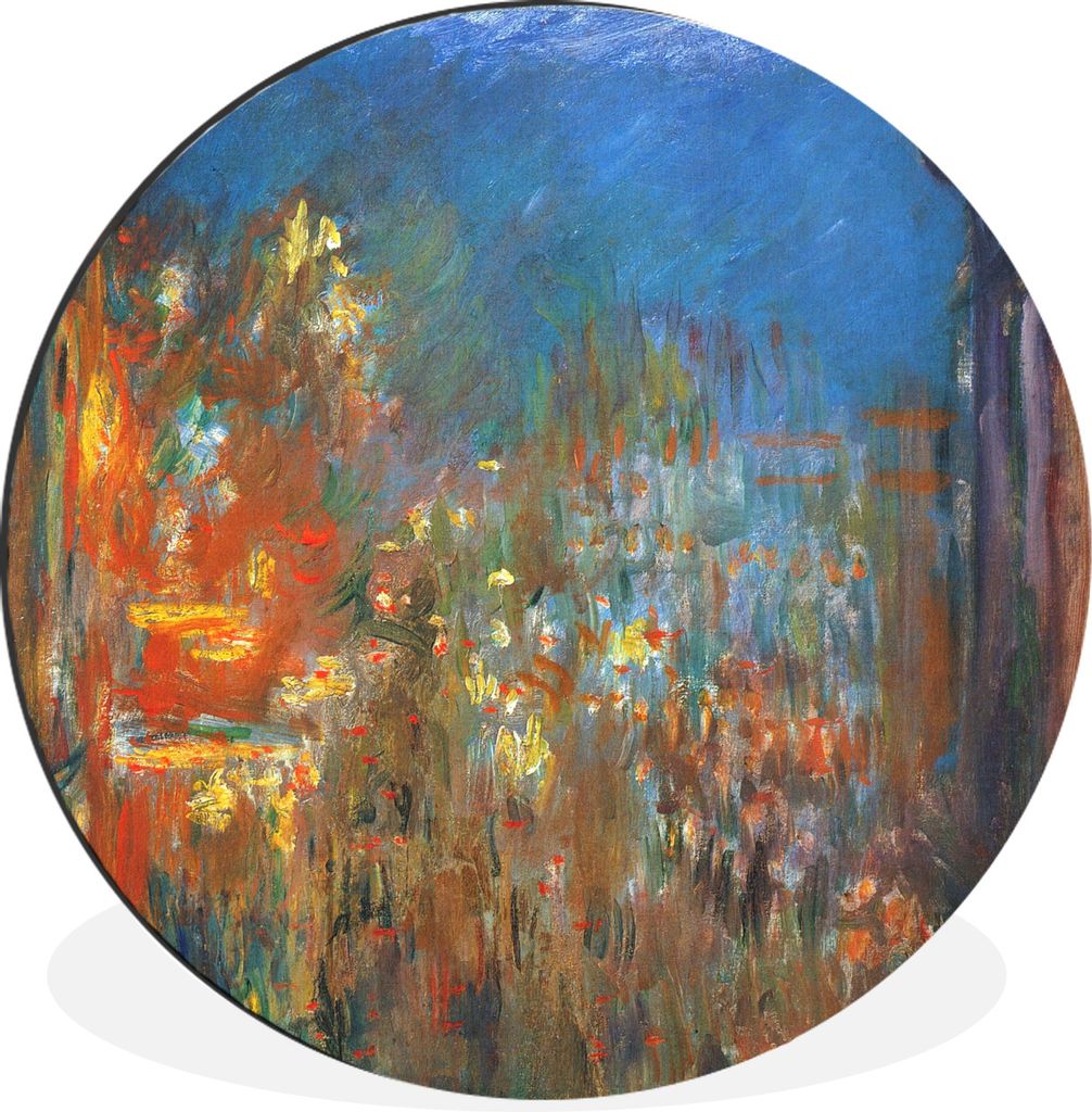 MuchoWow Aluminium Wandkreis Leicester Square bei Nacht - Claude Monet Ø 30 cm Wanddeko Modern Wohnzimmer - Wand Bild - Wohnzimmer - Runde Bilde...