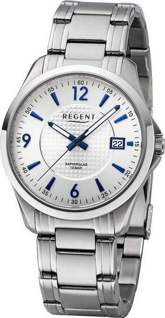 Regent F-1185 Montre Homme avec Cadran Lisible et Bracelet Cuir Véritable