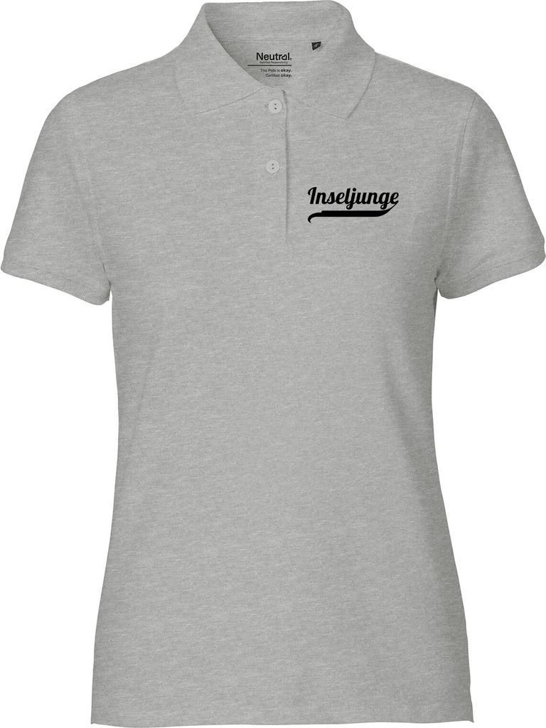 Huuraa Damen Polo Shirt Inseljunge Schriftzug L Sport Grey Bio Baumwolle Fairtrade Poloshirt Geschenkidee
