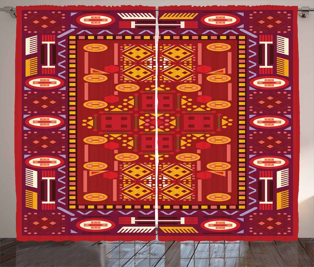 ABAKUHAUS afghanisch Rustikaler Vorhang, Nahöstliches Design, Wohnzimmer Universalband Gardinen mit Schlaufen und Haken, 280 x 225 cm, Mehrfarbig