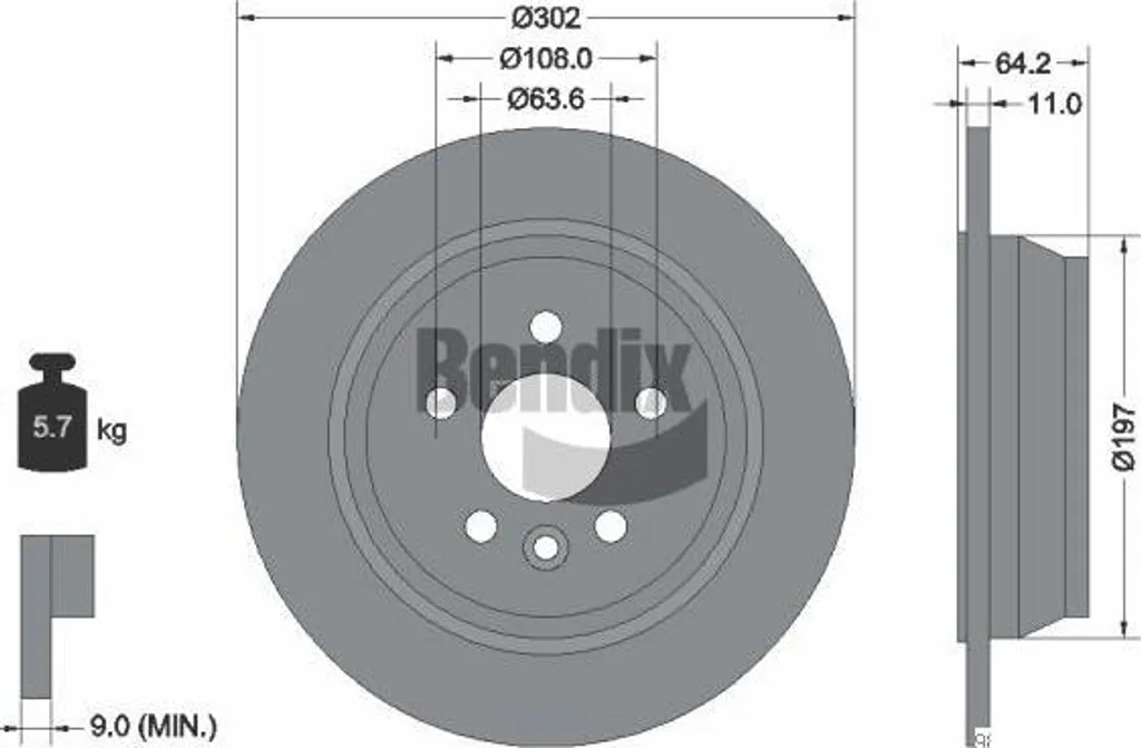 BDS1550 Disque de frein BENDIX OE LR039935 pour Land Rover Freelander