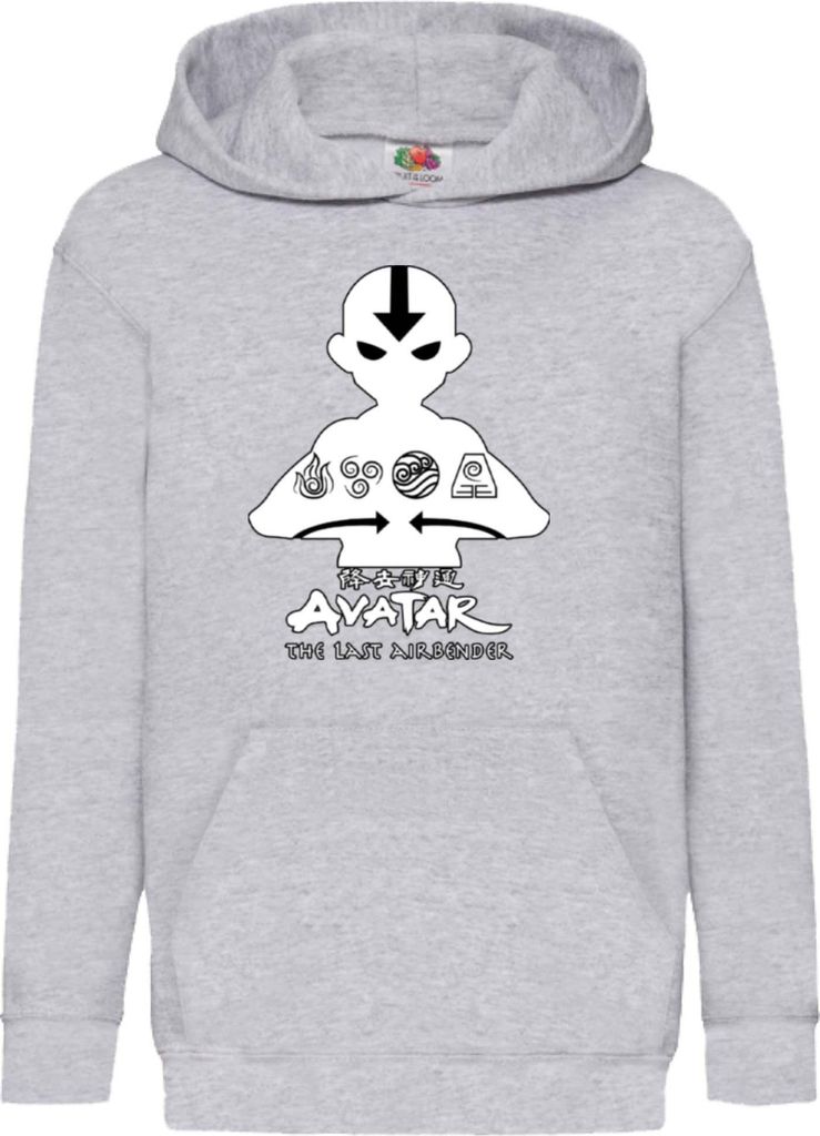 Kinder Kapuzenpullover Japan Manga Anime Comics Animation Avatar Aang, 5-6 Jahr - 116 / Grau